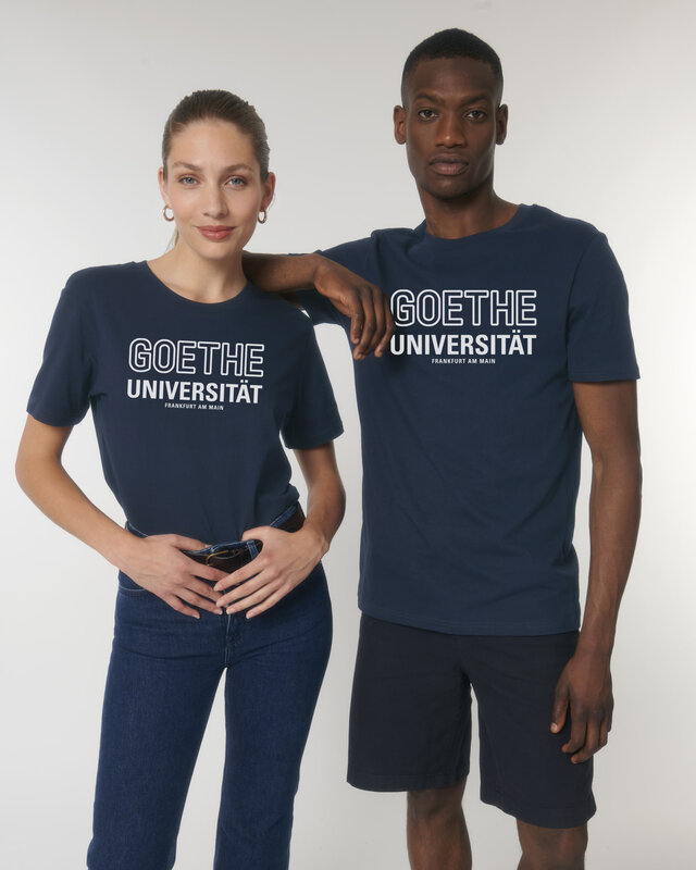 T-Shirt unisex dunkelblau Letter "Goethe Universität"